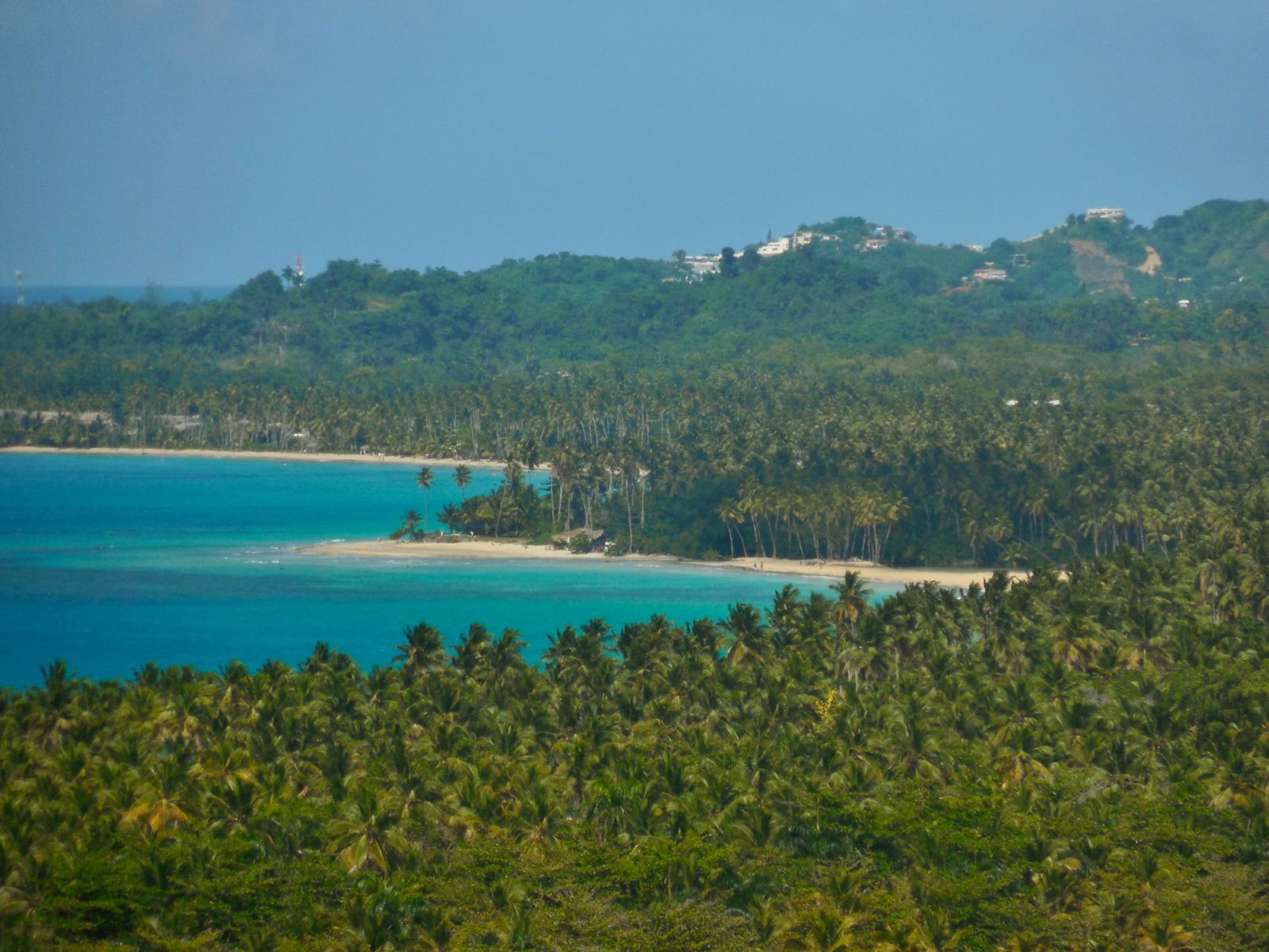 Vue sur une baie turquoise et les cocoteraies de la côte de Las Terrenas